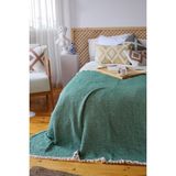 Vivamaison Çift Kişilik Pike Yatak Örtüsü 4 Kat Müslin Pamuklu Çift Taraflı Koyu Yeşil 220X240 cm - 220 x 240 cm