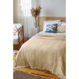 Vivamaison Çift Kişilik Pike Yatak Örtüsü 4 Kat Müslin Pamuklu Çift Taraflı Latte Renkli 220X240 cm - Kahve - 220 x 240 cm