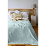 Vivamaison Çift Kişilik Pike Yatak Örtüsü 4 Kat Müslin Pamuklu Çift Taraflı Mint Renkli 220X240 cm - 220 x 240 cm