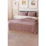 vivamaison Çift Kişilik Pike Yatak Örtüsü 4 Kat Müslin Pamuklu Çift Taraflı Mürdüm 220x240 Cm