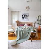 Vivamaison Çift Kişilik Waffle Pike Yatak Örtüsü Pamuklu Adaçayı Yeşili 220X240 cm - 220 x 240 cm