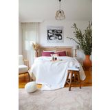 Vivamaison Cift Kisilik Waffle Pike Yatak Ortusu Pamuklu Beyaz 220X240 Cm