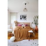 Vivamaison Çift Kişilik Waffle Pike Yatak Örtüsü Pamuklu Karamel 220X240 cm - Kahverengi - 220 x 240 cm