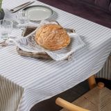 Vivamaison Dantelli Gri Çizgili Keten 150x200 cm Masa Örtüsü