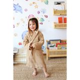 Vivamaison Müslin Bebek Çocuk Bornoz, %100 Pamuk 4 Kat Açık Kahve - Kahverengi - 1 - 3 Yaş