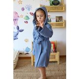 Vivamaison Muslin Bebek Cocuk Bornoz, 100 Pamuk 4 Kat Indigo