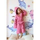 Vivamaison Müslin Bebek Çocuk Bornoz, %100 Pamuk 4 Kat Pembe - 4 - 6 Yaş