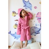 Vivamaison Muslin Bebek Cocuk Bornoz, 100 Pamuk 4 Kat Pembe
