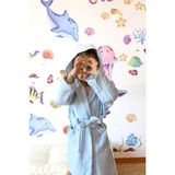 Vivamaison Müslin Bebek Çocuk Bornoz, %100 Pamuk 4 Kat Turkuaz - 1 - 3 Yaş