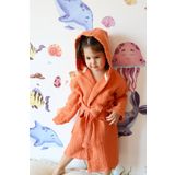 Vivamaison Muslin Bebek Cocuk Bornoz, 100 Pamuk 4 Kat Turuncu