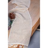 Vivamaison Organik Pamuk Dantel Krem 30x150 cm Runner Masa Örtüsü - 35 x 150 cm - Beyaz