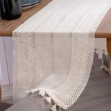 Vivamaison Organik Pamuk Dantel Krem 35x145 cm Runner Masa Örtüsü - 35 x 145 cm
