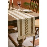Vivamaison Pamuk Dantel Runner 35x145 cm Masa Örtüsü Açık Kahve Krem