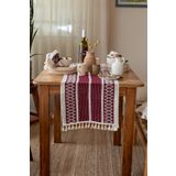 Vivamaison Pamuk Dantel Runner 35x145 cm Masa Örtüsü Bordo
