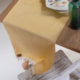 Vivamaison Sarı Düz Püsküllü Pamuk Kumaş 45x150 Cm Runner Masa Örtüsü