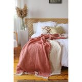 Vivamaison Tek Kişilik Pike Yatak Örtüsü 4 Kat Muslin Pamuklu Çift Taraflı Kiremit Renkli 160X240 cm - 160 x 240 cm