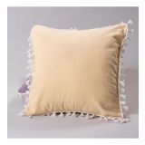 Vivamaison Tekli Özel Tasarım Sarı Pamuk Ponponlu Kırlent Yastık Kılıfı 43x43 Cm