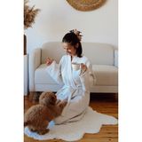 Vivamaison Yetişkin Kimono Bornoz, %100 Pamuk 4 Kat Multi Müslin Açık Bej - L-XL