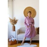 Vivamaison Yetişkin Kimono Bornoz, %100 Pamuk 4 Kat Multi Müslin Mürdüm - S-M
