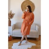 Vivamaison Yetişkin Kimono Bornoz, %100 Pamuk 4 Kat Multi Müslin Terracotta - S-M - Turuncu