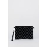Vivaq Kadın İnce Baklava Gümüş Taşlı Süet Bilek Askılı Ve Zincir Askılı Portföy El Ve Clutch Çanta