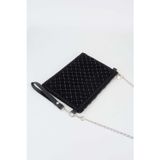 Vivaq Kadın Kapitone Siyah Taşlı Süet Bilek Askılı Ve Zincir Askılı Portföy El Ve Clutch Çanta