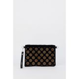 Vivaq Kadın Puantiyeli Altın Taşlı Süet Bilek Askılı ve Zincir Askılı Portföy El ve Clutch Çanta