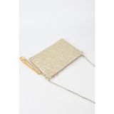Vivaq Kadın Sarı Simli Yıldız Nakışlı Suni Deri Bilek ve Zincir Askılı Portföy El ve Clutch Çanta