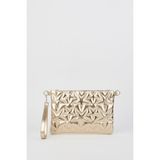 Vivaq Kadın Sarı Yıldız Nakışlı Rugan Deri Bilek ve Zincir Askılı Portföy El ve Clutch Çanta