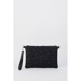 Vivaq Kadın Siyah Simli Yıldız Nakışlı Suni Deri Bilek ve Zincir Askılı Portföy El ve Clutch Çanta