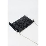 Vivaq Kadın Siyah Yıldız Nakışlı Rugan Deri Bilek ve Zincir Askılı Portföy El ve Clutch Çanta