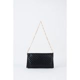Vivaq Kadın Siyah Zarf Hasır Örgü Tasarım 2 Bölmeli Mini Zincir Askılı Çıt Çıt Kapama Clutch Ve El Çantası