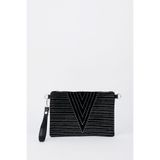 Vivaq Kadın V Gümüş Taşlı Süet Bilek Askılı ve Zincir Askılı Portföy El ve Clutch Çanta