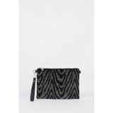 Vivaq Kadın Zikzak Gümüş Taşlı Süet Bilek Askılı Ve Zincir Askılı Portföy El Ve Clutch Çanta