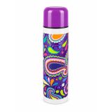 Vivara Termos Paslanmaz Çelik, Renkli Paisley Desenli, 500 ml, Tek Dokunuşlu Kapak, Sıcak ve Soğuk İçecekler için