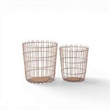 VİVAREL 2'li Modern Metal Çamaşır Sepeti Seti - Terracotta Turuncu