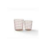Vivarel 2'Li Modern Metal Çamaşır Sepeti Seti - Terracotta