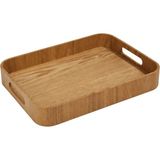 Vivarel Iskandinav Stil Ahşap Kulplu Kahve ve Kahvaltı Tepsisi - Large - 45X36 cm