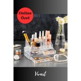 Vivart 3 Çekmeceli Klasik Makyaj & Takı Düzenleyici Organizer Seti Beyaz Tek Ebat