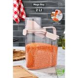 Vivart Bakliyat ve Deterjan Contalı Sızdırmaz Kapaklı Erzak Saklama Kabı - Ölçekli Bakliyat Kabı Düzenleyici- 1800 Ml-Pembe