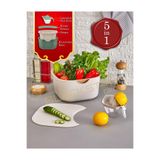 Vivart Karıştırma Kabı Kesme Tahtası Süzgeç Limon ve Narenciye Sıkacağı Seti Bej 25 x 30