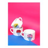 Vivas 3’lü double fincan Blue Blanc ( Lale, pembe gül ve kırmızımız gül)
