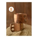 Vivas Craft Kuksa 2'Li , Ceviz Ağacından Bardak, Kamp Bardağı, Doğal Kupa Bardak, Dokaratif Kupa