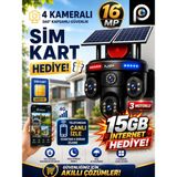 Vivatech Renora 4 Kameralı (3 Motorlu + 1 Sabit) 16MP 4g Solar Kamera Aov 7/24 Kayıt 1 Ay 15GB Turkcel Hediye
