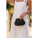 Vivazzaluxe Vintage Model Hasır Örme Mini Omuz, Portföy Clutch Çanta - Siyah