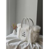 Vivazzaluxe Vintage Peluş Kürk Model Sonbahar, Kış The Bag Bonjeur Kadın El, Kol, Omuz Çanta - Beyaz
