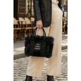 Vivazzaluxe Vintage Peluş Kürk Model Sonbahar, Kış The Bag Bonjeur Kadın El, Kol, Omuz Çanta - Siyah