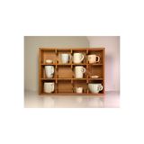 VIVECA %100 Doğal Ahşap Meşe Mug Standı-Modern Minimal Fincan Rafı- 12 Bölmeli Kahve Köşesi Kupa Rafı