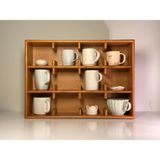 VIVECA %100 Doğal Meşe Mug Standı-Modern Minimal Fincan Rafı- 12 Bölmeli Kahve Köşesi Organizeri-Kupa Rafı