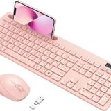Vivefox Kablosuz Klavye ve Mouse - Telefon Tutuculu USB Type-C - Bebek Pembesi